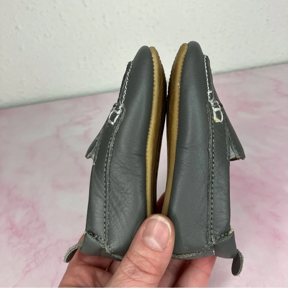Old Soles Baby boat shoes taupe grey‎ leather loafers shoes 18 EU or 2 infant US